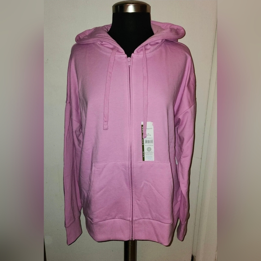 Womens Time and Tru Long Sleeve SUPER SOFT PINK Fleece Hooded Jacket Hoodie XL - Picture 3 of 9
